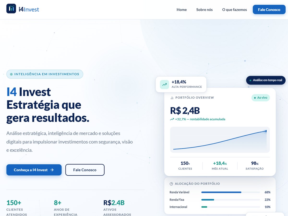 Prévia do site I4 Invest, consultoria de investimentos